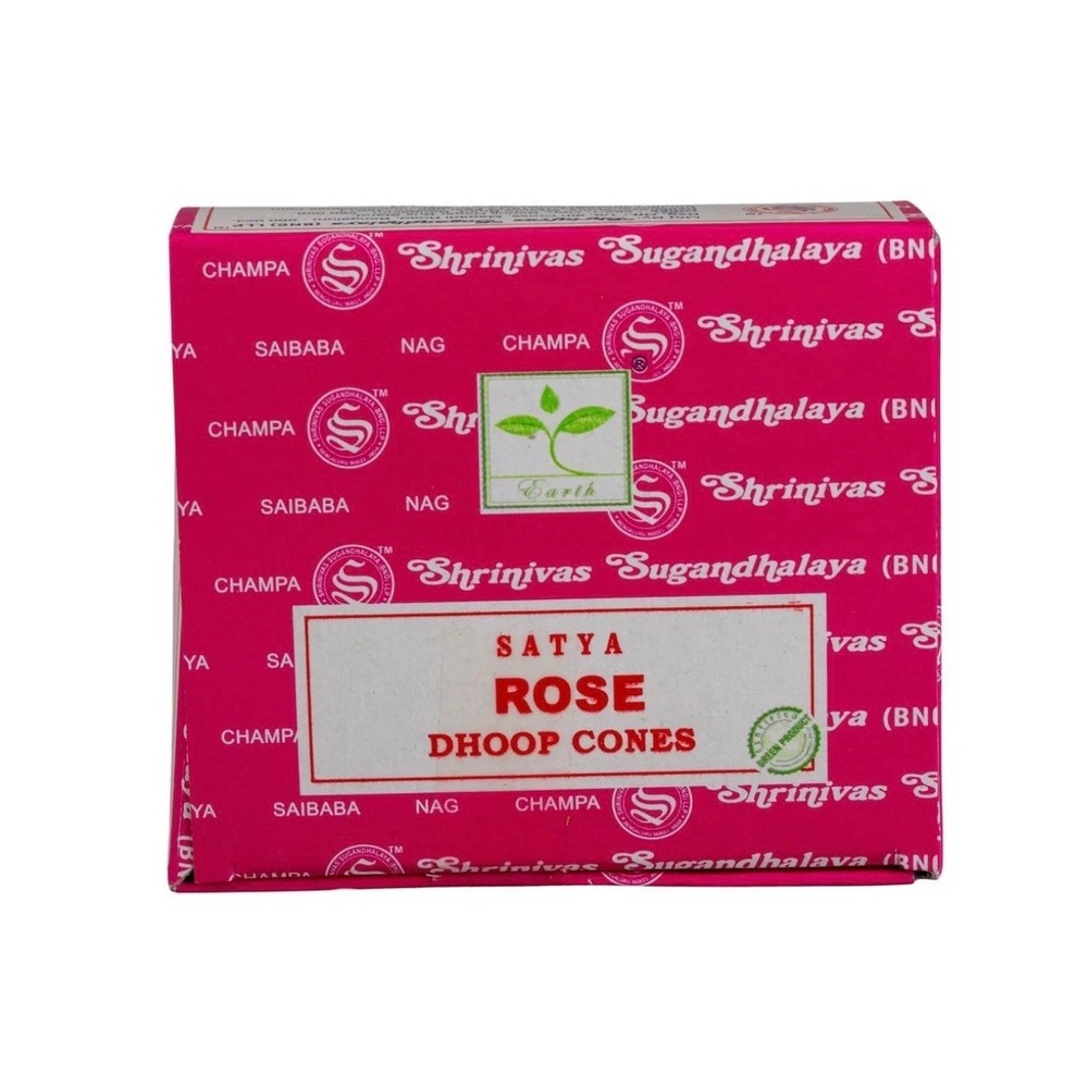ONE BOX of Satya Rose Dhoop Cones Shrinivas Sugandhalaya‎ Incense Box Unopened